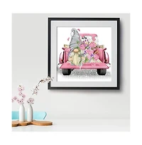 Gnuadz Stamped Cross Stitch Kit Truck Flower Gnome Beginner Needlecraft Wall Decor 13.8x13.8