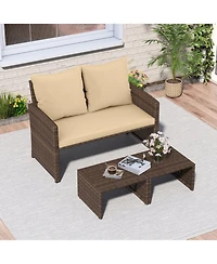Sugift Outdoor Patio Pe Wicker Furniture Set with Cushions