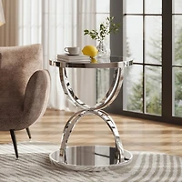 Streamdale Furniture Modern 2-Tier Glass Side Table