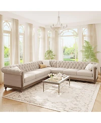 Streamdale Furniture Comfy Large Sectional Sofa with Wooden Legs, Retro Style for Living Room