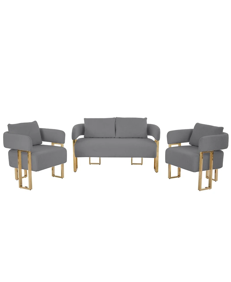 Streamdale Furniture Modern decorative living room side chair with gold metal legs, Teddy fleece upholstered