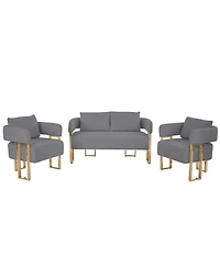 Streamdale Furniture Modern decorative living room side chair with gold metal legs, Teddy fleece upholstered
