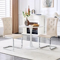 Streamdale Furniture Set of 2 Retro Alligator Upholstered Dining Chairs with Crystal Buckle and Faux Leather