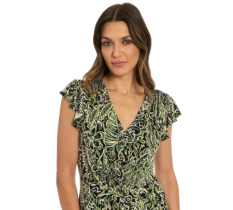 London Times Women's V-Neck Maxi Dress