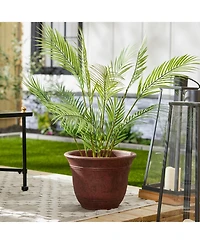 Listo SRA13001P05 13-Inch Round Outdoor Plastic Sierra Planter, Rustic Redstone