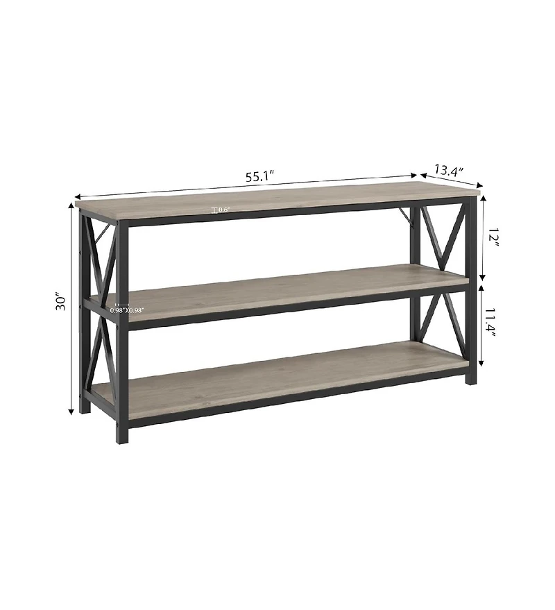 Gaomon 55" Long Console Table, 3-Tier Entryway Table with Storage Shelves, "dustrial Entry Table for Entrance, Hallway