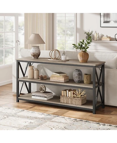 Gaomon 55" Long Console Table, 3-Tier Entryway Table with Storage Shelves, "dustrial Entry Table for Entrance, Hallway