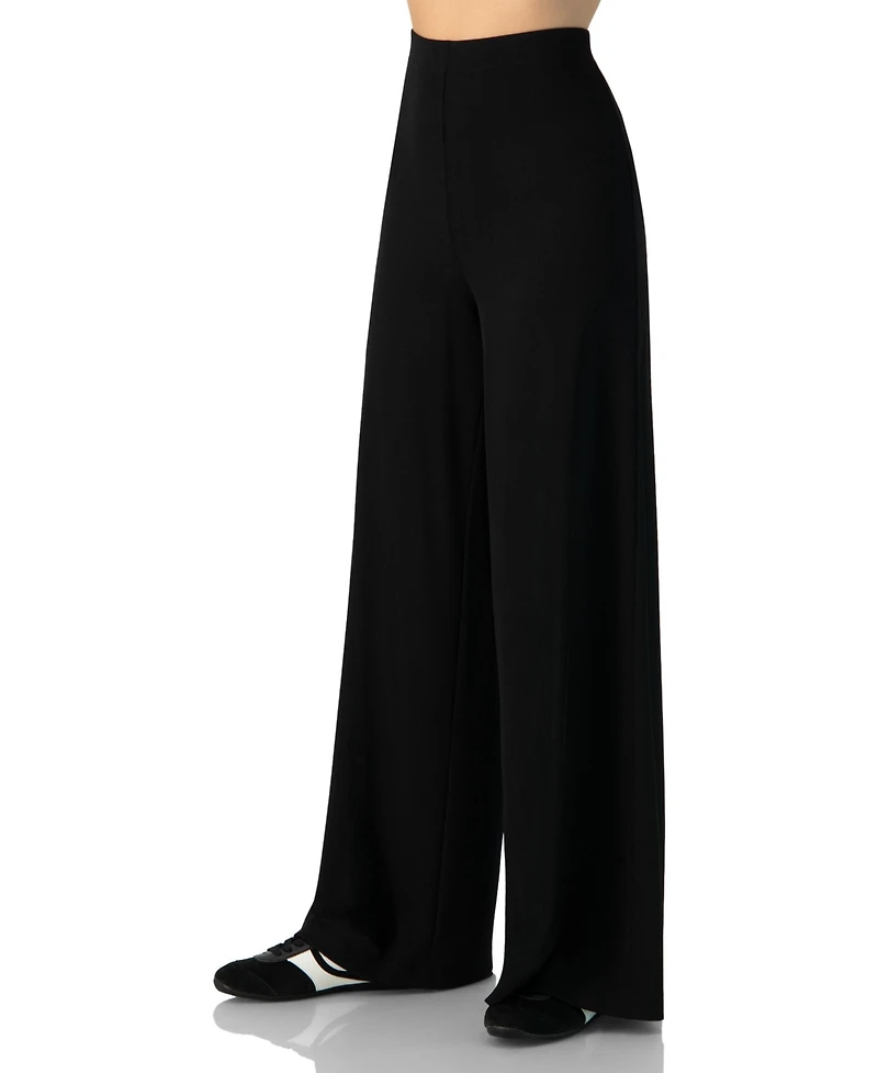Ivonne Women's Ribbed Wide-Leg Culotte Pants