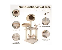 Aostirmotor Multi-Level Cat Tree with Condo, Hammock & Rotatable Hanging Balls