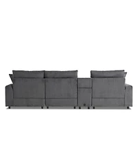 Streamdale Furniture Corduroy Sectional Sofa with Bluetooth, Usb, Cup Holders, Storage, Ottoman, Cloud Seat