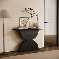 Streamdale Furniture 47" Double Semi-Circles Hammered Wood Console Table with Led Light