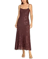 Trixxi Juniors' Jacquard Mesh Midi Dress with Scarf