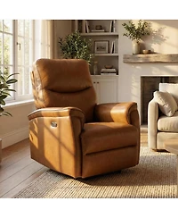 gaomon Power Swivel Recliner Chair, Pu Leather Electric Armchair, 270degree(s) Swivel, 38.6" Seat