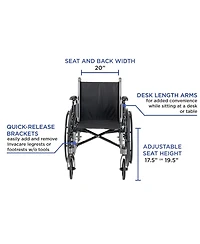 Invacare Tracer SX5 Folding Wheelchair for Adults, Inch Seat, Desk Arms