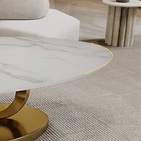Streamdale Furniture Marble Coffee Table with Sculptural Stainless Steel Base