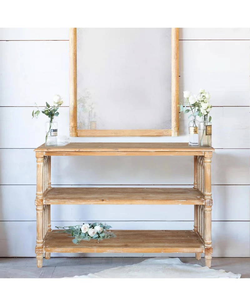 Streamdale Furniture Rustic 3-Tier Console Table with Gothic Details, 47.24" Wooden Entryway Table