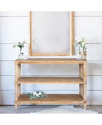 Streamdale Furniture Rustic 3-Tier Console Table with Gothic Details, 47.24" Wooden Entryway Table