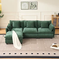 Streamdale Furniture 3 Seat Fabric Storage Ottoman L Shaped Sectional Couch with Footrest
