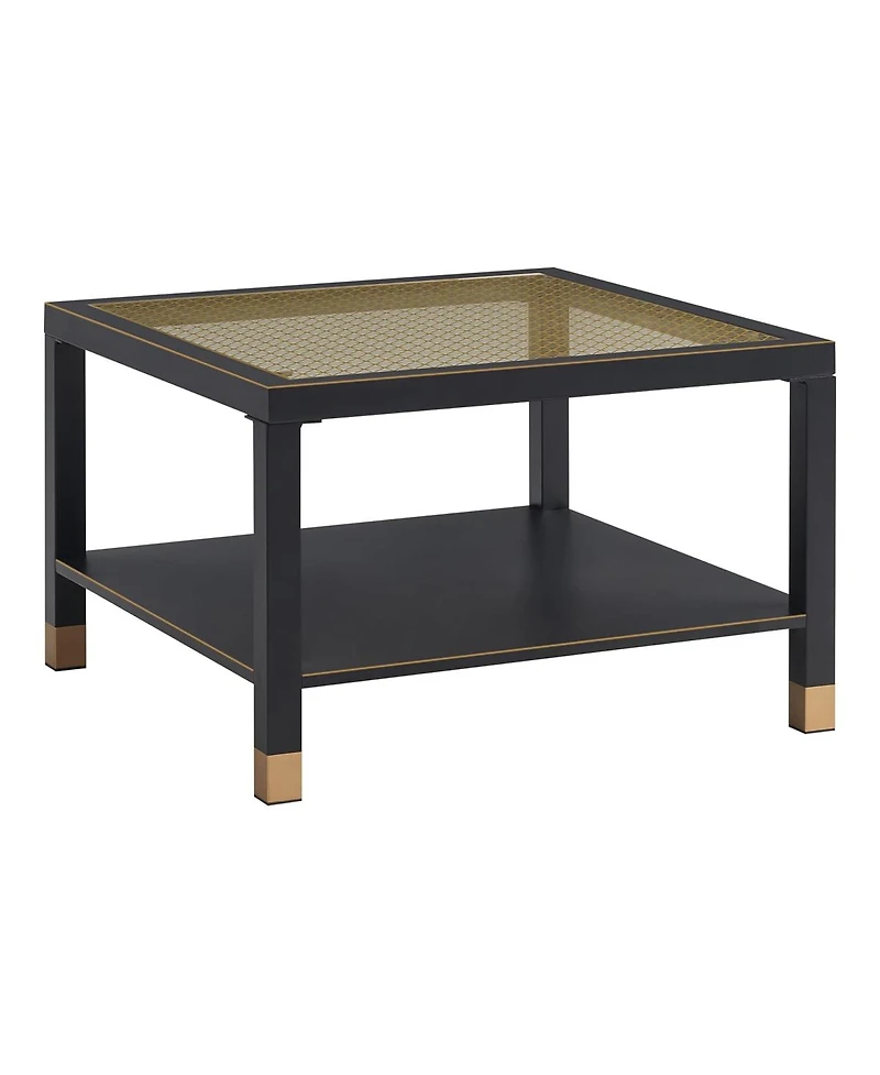 Streamdale Furniture Matte Steel and Mesh Glass Coffee Table