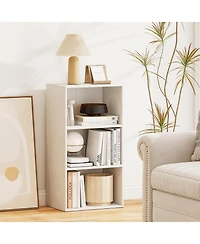 Gymax 3-Tier Cube Bookcase Modern Open Bookshelf with Adjustable Shelves