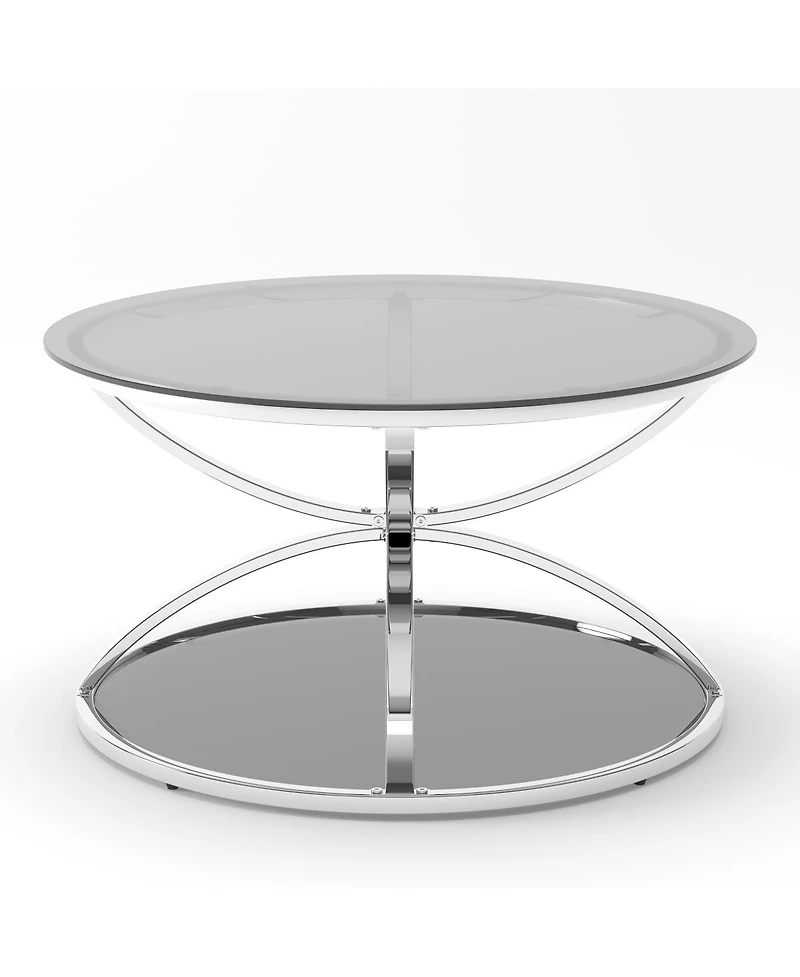 Streamdale Furniture Modern Glass Coffee Table, 2-Tier