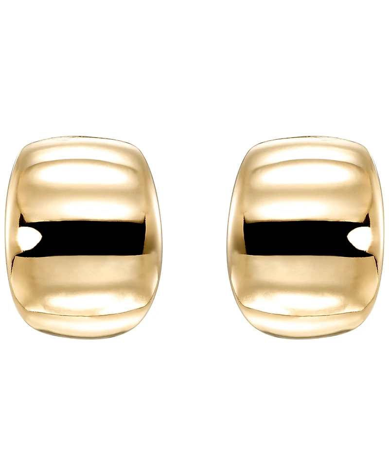 Italian Gold J Polish Post Hoop Earrings in 10k Yellow Gold
