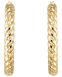 Italian Gold Twist Round Rope Hoop Earrings in 10k Yellow Gold