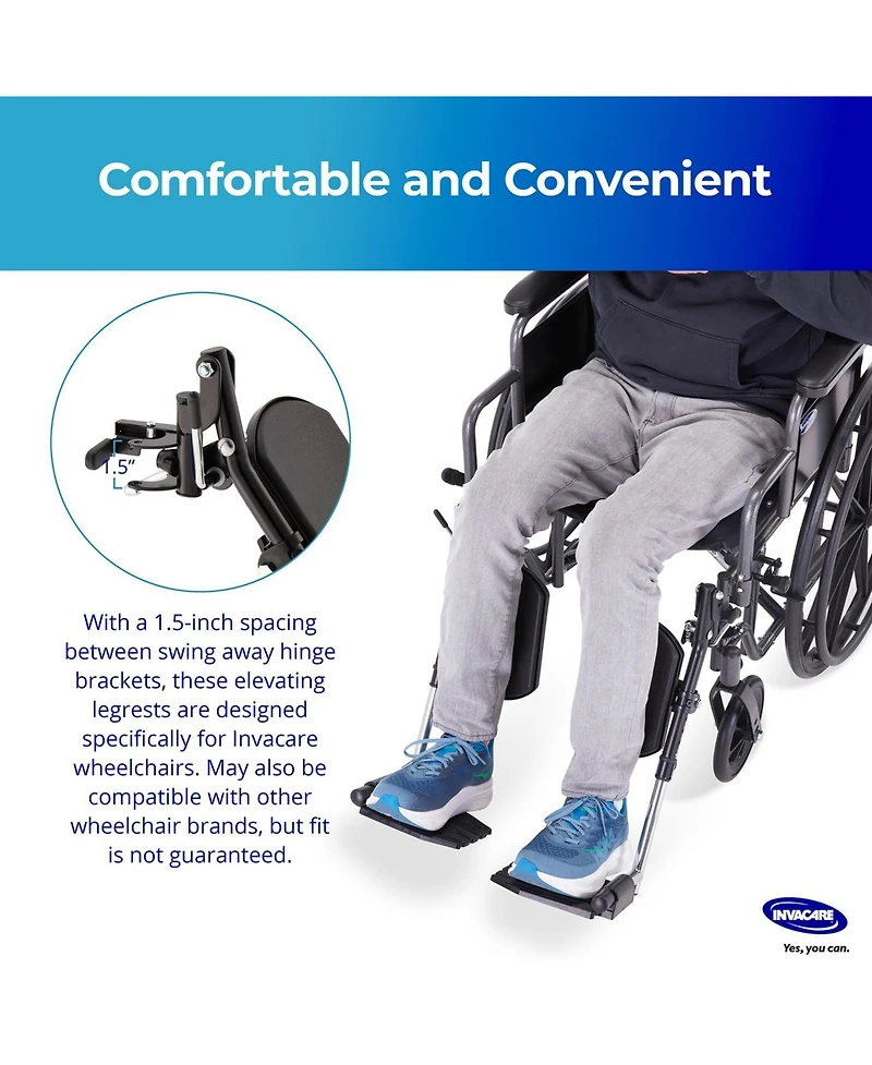 Invacare Wheelchair Elevating Legrests with Composite Footplates and Non Padded Calf Support