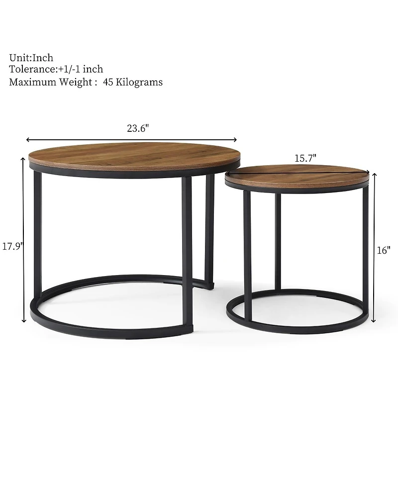 Streamdale Furniture 2-Pc Nesting Coffee/End Tables w/ Metal Frame