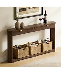 Streamdale Furniture Walnut Wavy Storage Table with Drawers
