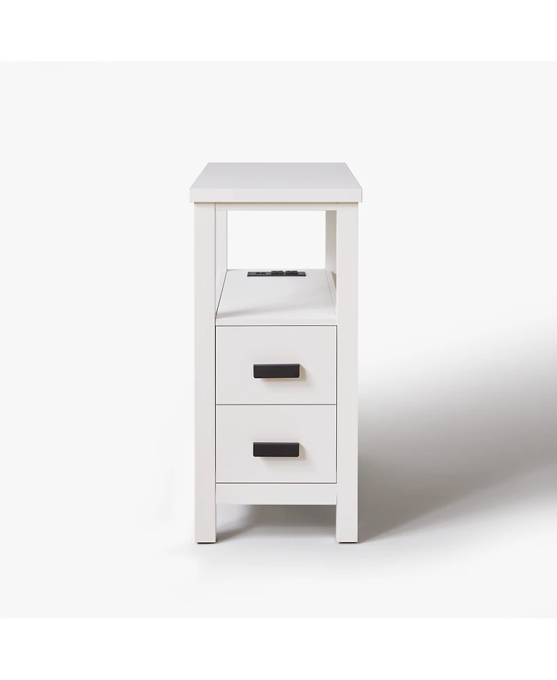 Streamdale Furniture Rustic End Table Charging Station and 2 Drawers