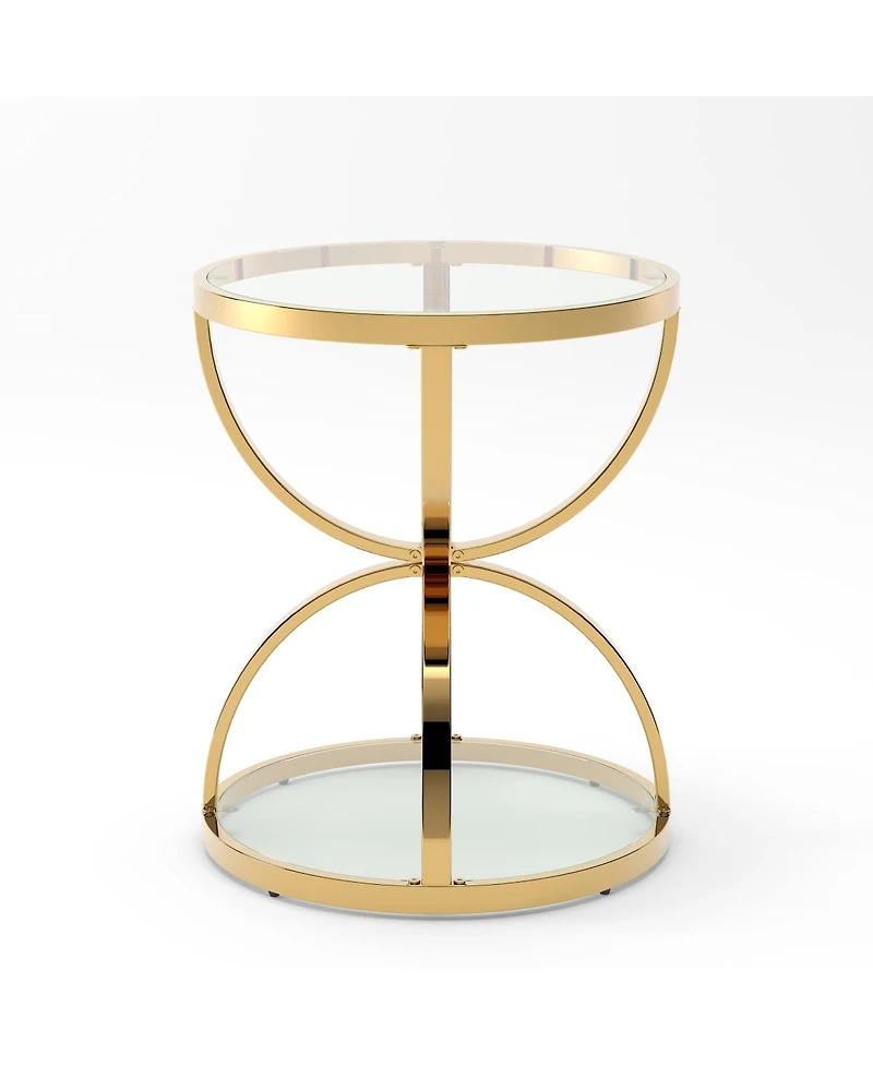 Streamdale Furniture Modern Glass 2-Tier Side Table