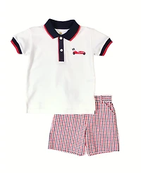 Florence Eiseman Little Boys Knit Polo With Derby Car