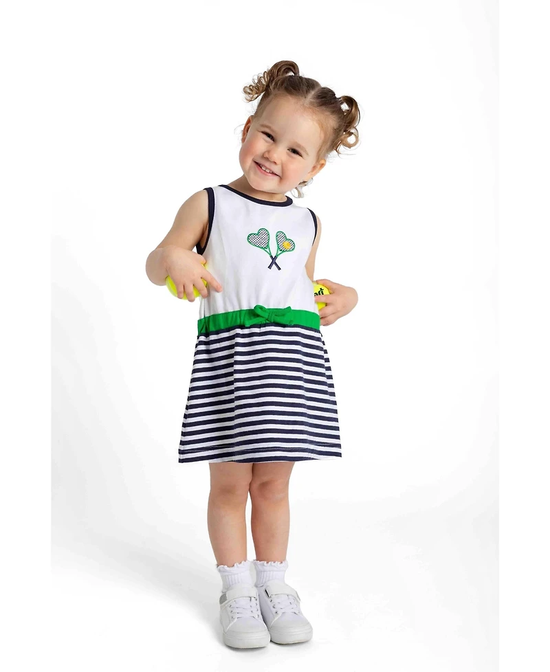 Florence Eiseman Toddler Girls Stripe Knit Dress with Tennis Rackets