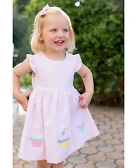 Florence Eiseman Little Girls Seersucker Dress with Cupcakes