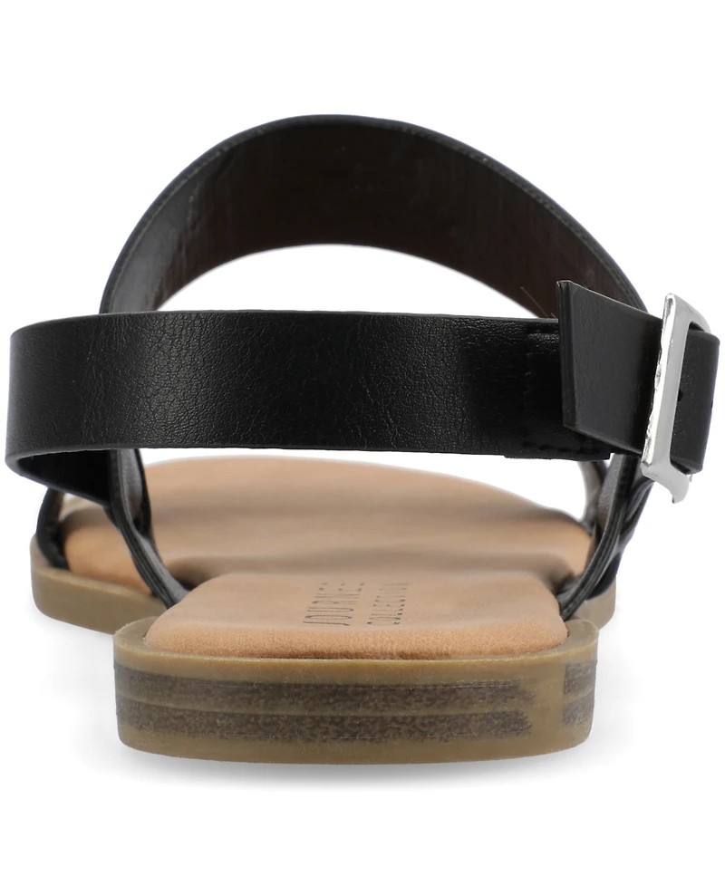 Journee Collection Women's Lavine Double Strap Flat Sandals