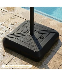 Costway Cantilever Offset Umbrella Base With Wheels, Metal Crossbar For Backyard And Poolside