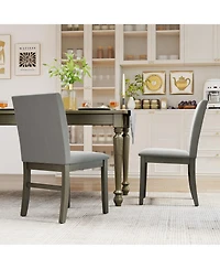 Slickblue Set of 2 High Back Upholstered Dining Chairs with Durable Rubber Wood Legs