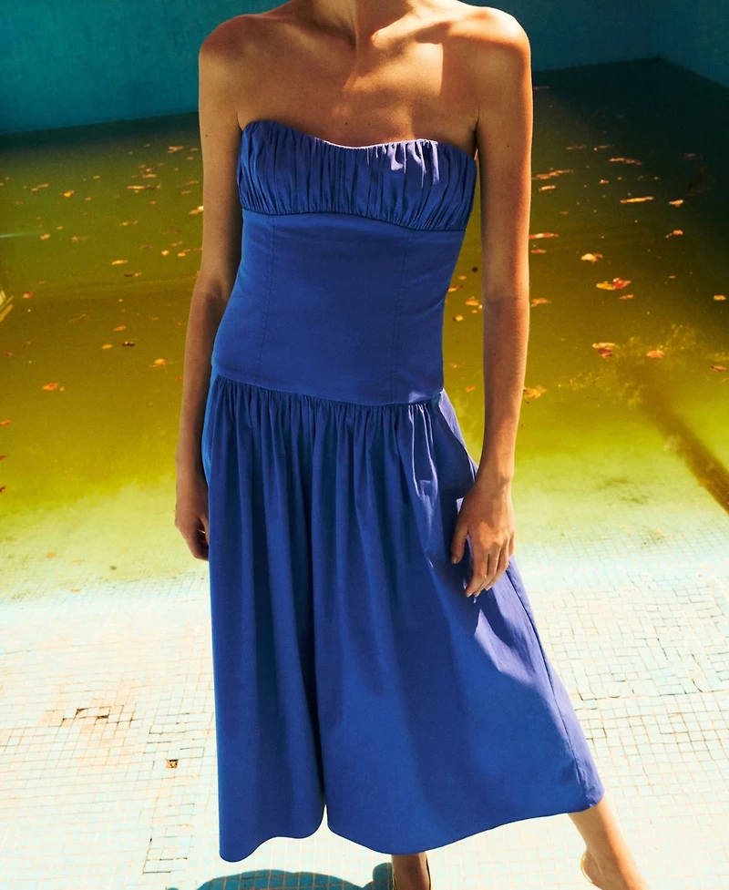 Mango Women's Ruched Strapless Dress