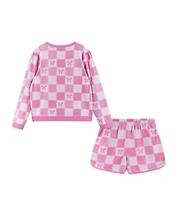Andy & Evan Toddler Girls Checkered Bow Terry Set