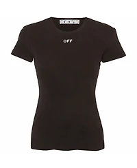 Pre-Owned Off-White Women's Logo Print Rib Knit T-Shirt