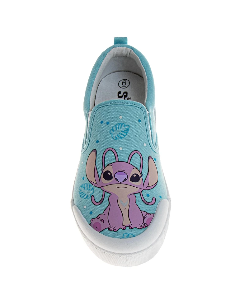 Disney Women's Stitch & Angel Slip On Low Top Canvas Sneakers Casual Wear Comfort Fit Fun Design Everyday Style