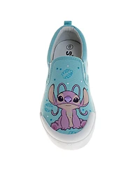 Disney Women's Stitch & Angel Slip On Low Top Canvas Sneakers Casual Wear Comfort Fit Fun Design Everyday Style