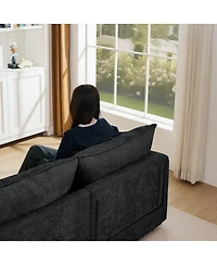 Maison Boucle Chenille Modular Sectional Sofa Couch 3 Seater with Ottoman L Shaped
