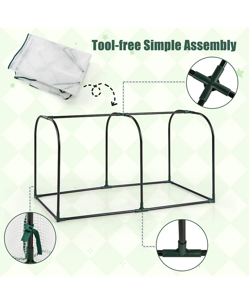 Sugift Mini Tunnel Greenhouse with Roll-up Zipper Door