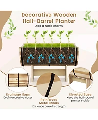 Sugift Outdoor Wooden Planter with Legs for Flower Herb Vegetable Fruit