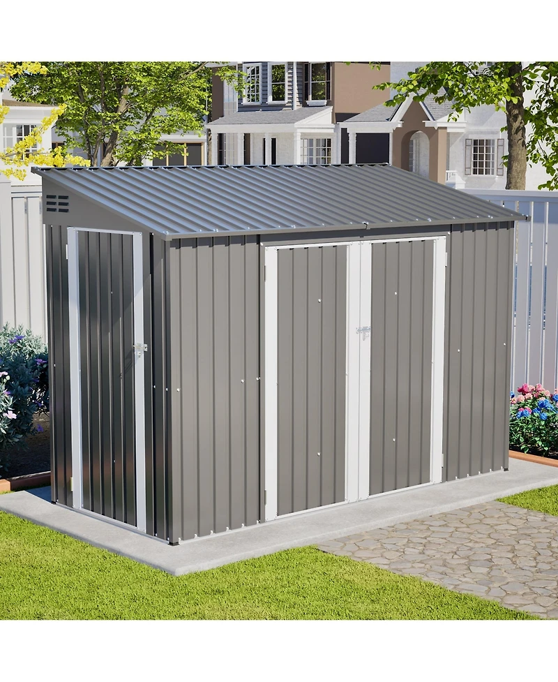 Mondawe 9 x 4 Ft Outdoor Storage Shed with Lockable Door, Heavy Duty Metal Waterproof Garden Shed