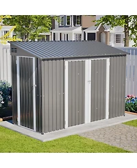 Mondawe 9 x 4 Ft Outdoor Storage Shed with Lockable Door, Heavy Duty Metal Waterproof Garden Shed