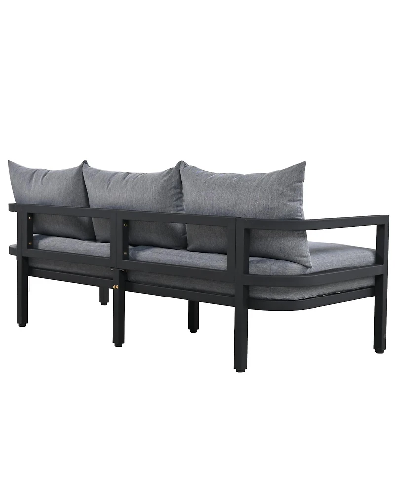 Streamdale Furniture Multi-Person Steel Patio Sofa Set with Coffee Table and Uv-Resistant Cushions