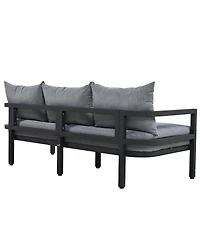 Streamdale Furniture Multi-Person Steel Patio Sofa Set with Coffee Table and Uv-Resistant Cushions